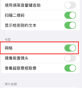 刚察苹果手机维修网点分享iPhone如何开启九宫格构图功能